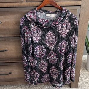 Chico's Zenergy Cozy Medallion-Print Cowl-Neck Tunic